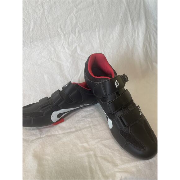 Peloton Spin Cycle Shoes J-20 PL-SH-02 Sz 45 M 11.5-12 US Black Red With Cleats - Picture 1 of 7